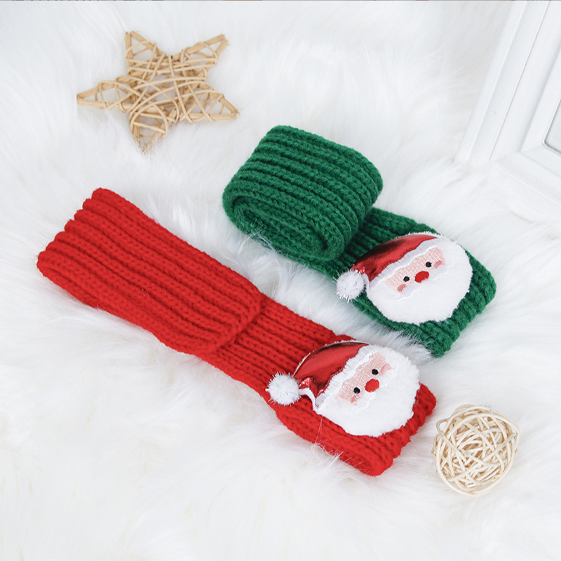 Cartoon Elk Snowman Warm Plush Pet Knitted Christmas Scarf